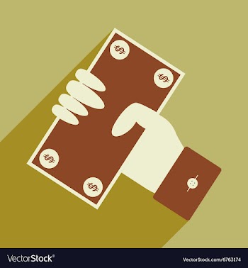 Flat with shadow icon dollar in hand vector image