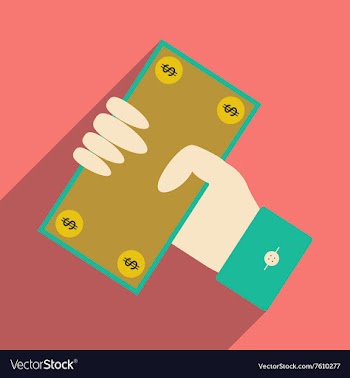 Flat with shadow icon dollar in hand vector image