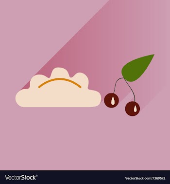 Flat with shadow Icon dumplings cherries on bright vector image
