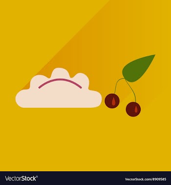 Flat with shadow Icon dumplings cherries on bright vector image