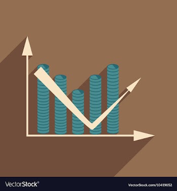 Flat with shadow icon Economic graph and coins vector image