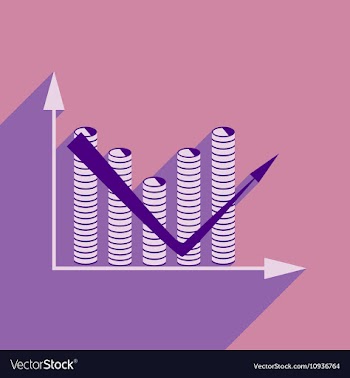 Flat with shadow icon Economic graph and coins vector image