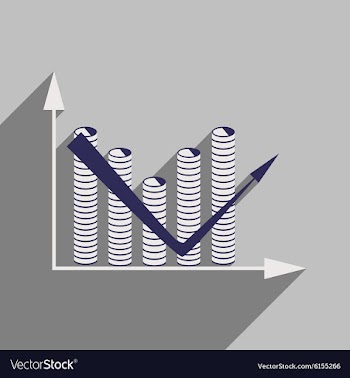Flat with shadow icon Economic graph and coins vector image