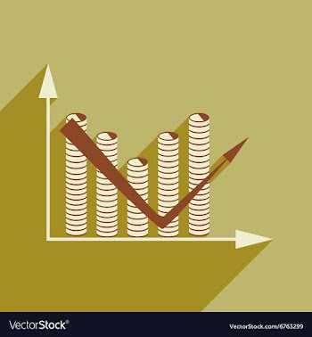 Flat with shadow icon Economic graph and coins vector image