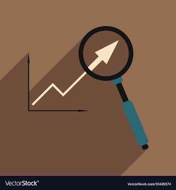 Flat with shadow icon Economic graph and zoom vector image