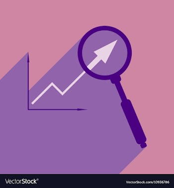 Flat with shadow icon Economic graph and zoom vector image