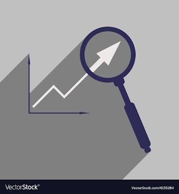 Flat with shadow icon Economic graph and zoom vector image