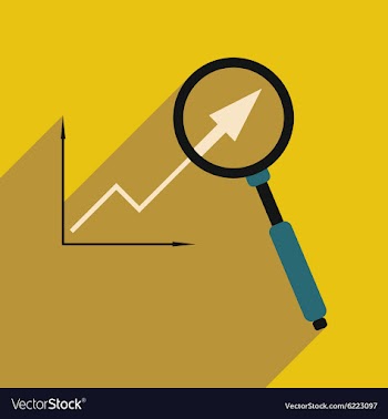 Flat with shadow icon Economic graph and zoom vector image