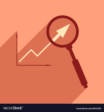 Flat with shadow icon Economic graph and zoom vector image