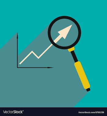 Flat with shadow icon Economic graph and zoom vector image