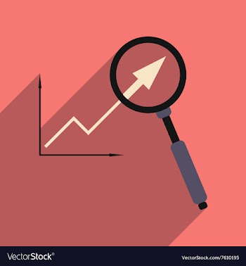Flat with shadow icon Economic graph and zoom vector image