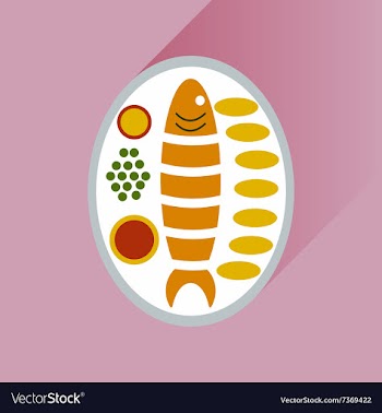 Flat with shadow Icon fish on plate garnish vector image