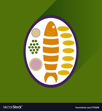 Flat with shadow Icon fish on plate garnish vector image
