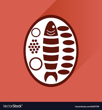 Flat with shadow Icon fish on plate garnish vector image