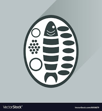 Flat with shadow Icon fish on plate garnish vector image