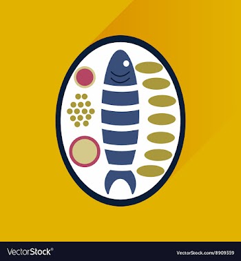 Flat with shadow Icon fish on plate garnish vector image