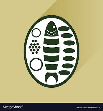 Flat with shadow Icon fish on plate garnish vector image