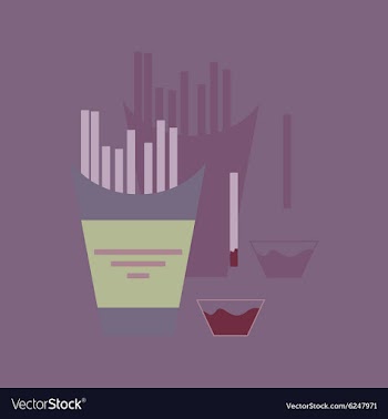 Flat with shadow Icon French fries and sauce vector image