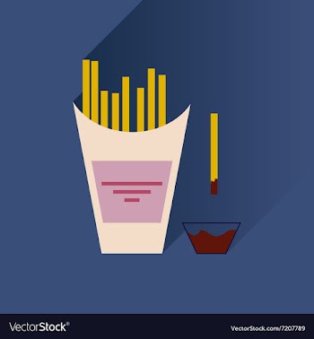 Flat with shadow Icon French fries and sauce vector image