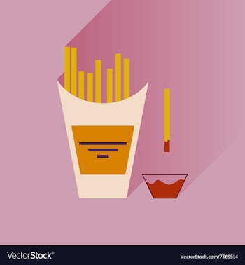 Flat with shadow Icon French fries and sauce vector image