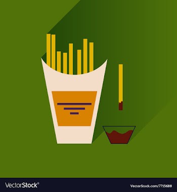 Flat with shadow Icon French fries and sauce vector image