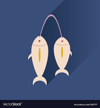 Flat with shadow Icon fresh fish bright background vector image