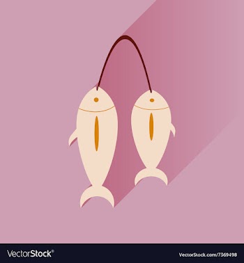 Flat with shadow Icon fresh fish bright background vector image