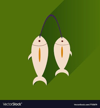 Flat with shadow Icon fresh fish bright background vector image