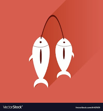 Flat with shadow Icon fresh fish bright background vector image