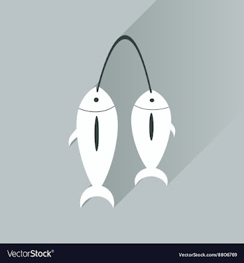 Flat with shadow Icon fresh fish bright background vector image