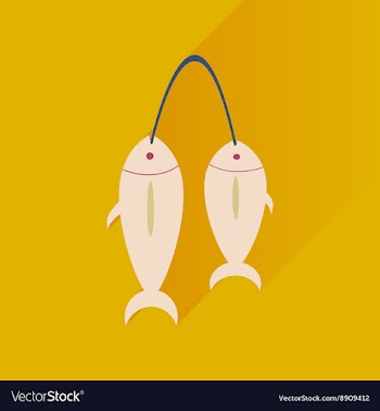 Flat with shadow Icon fresh fish bright background vector image