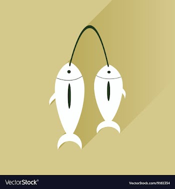 Flat with shadow Icon fresh fish bright background vector image