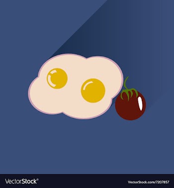 Flat with shadow Icon fried eggs and tomato vector image
