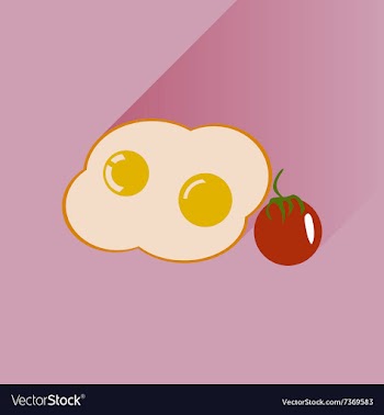 Flat with shadow Icon fried eggs and tomato vector image