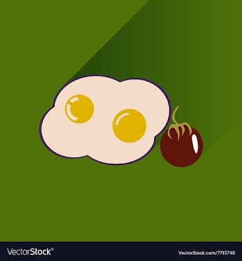 Flat with shadow Icon fried eggs and tomato vector image
