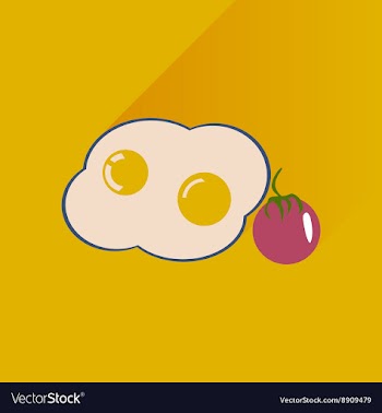 Flat with shadow Icon fried eggs and tomato vector image