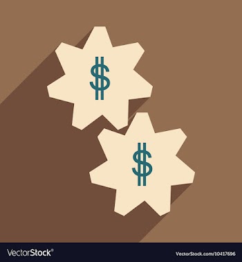 Flat with shadow icon gears and dollar vector image