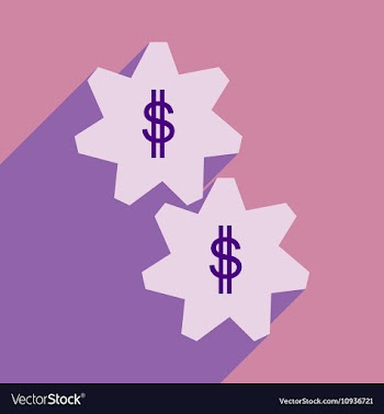 Flat with shadow icon gears and dollar vector image