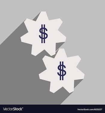 Flat with shadow icon gears and dollar vector image