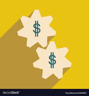 Flat with shadow icon gears and dollar vector image