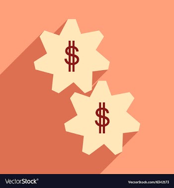 Flat with shadow icon gears and dollar vector image