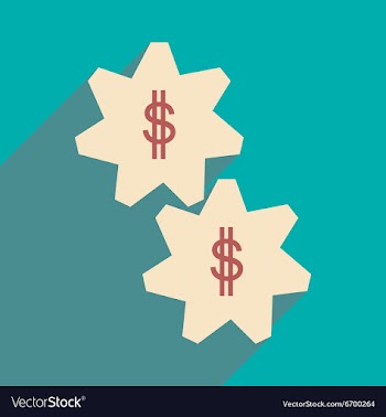 Flat with shadow icon gears and dollar vector image