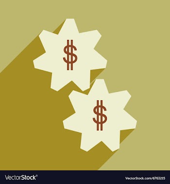 Flat with shadow icon gears and dollar vector image