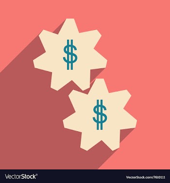 Flat with shadow icon gears and dollar vector image