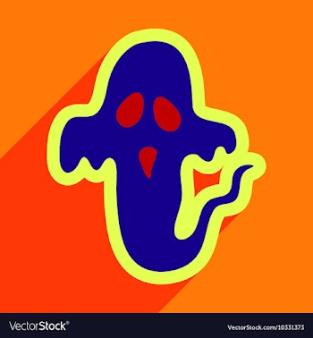 Flat with shadow Icon Ghost on a colored vector image