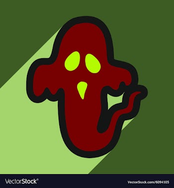 Flat with shadow Icon Ghost on a colored vector image
