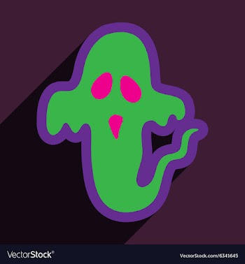 Flat with shadow Icon Ghost on a colored vector image