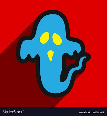 Flat with shadow Icon Ghost on a colored vector image