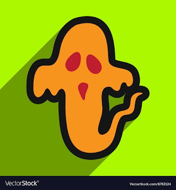 Flat with shadow Icon Ghost on a colored vector image