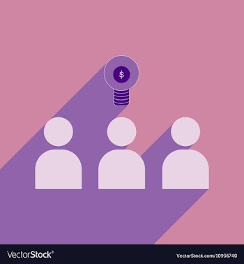 Flat with shadow icon group of people think vector image